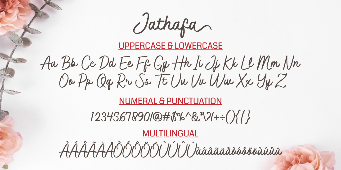 Beispiel einer Jathafa Regular-Schriftart